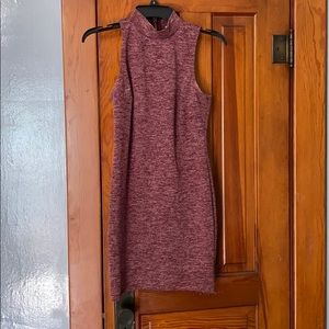 Maroon high neck body con dress